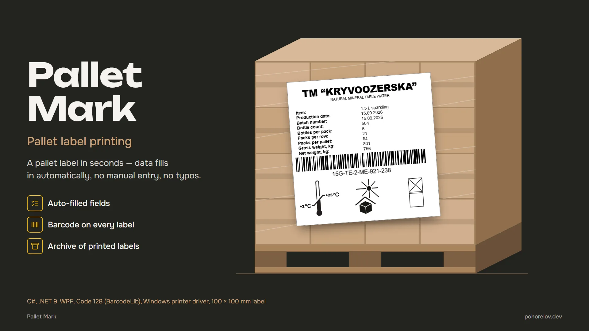 Pallet Mark — WPF application for pallet labelling